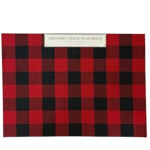 Benson Mills Placements Buffalo Check Plaid Reversible Woven Red Black Set of 4
